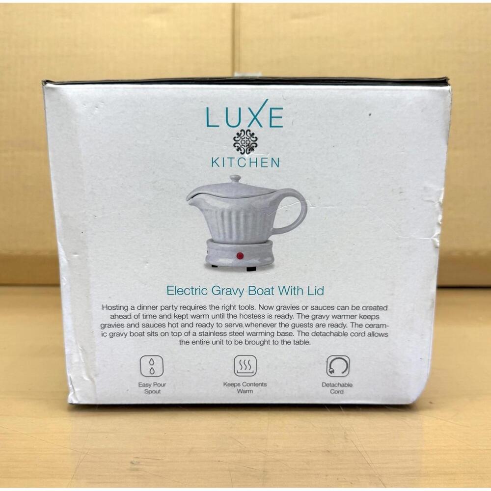 New Luxe Kitchen Electric Gravy Boat with Lid ceramic‎ warming server Sealed